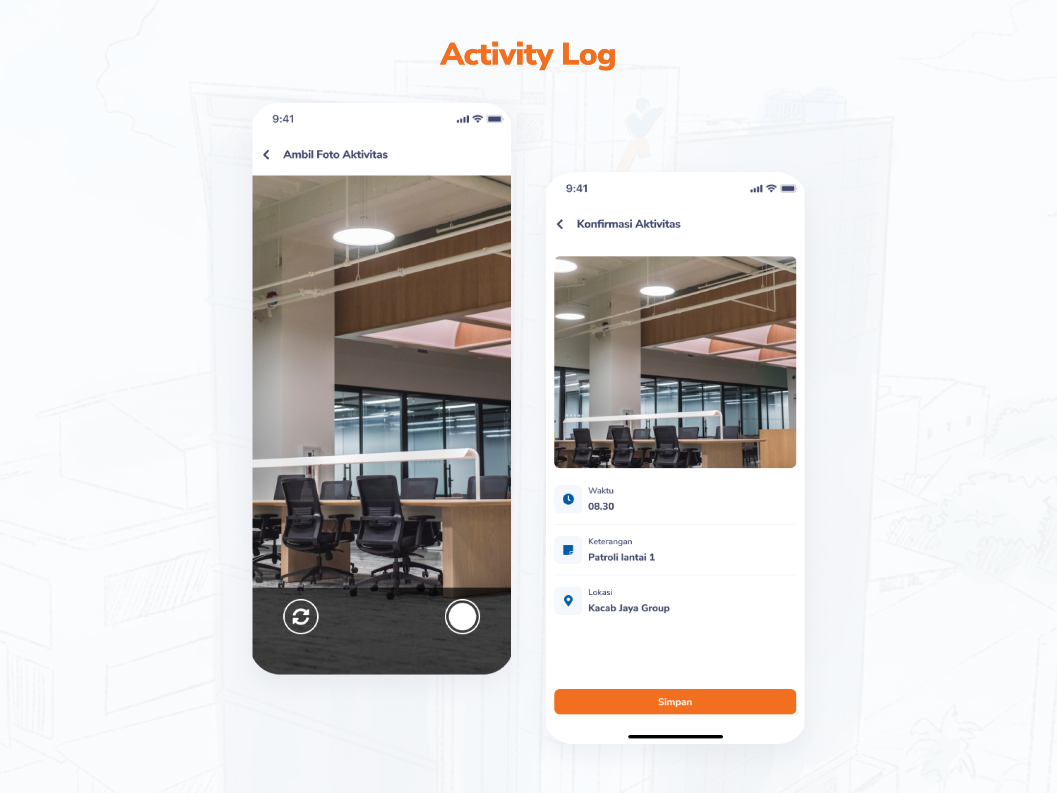 V1 Activity Log screen