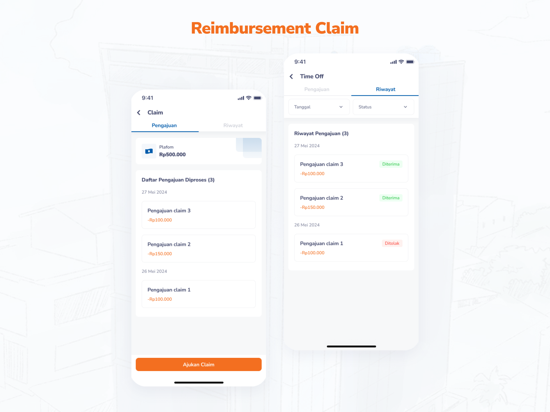 V2 mobile Reimbursement Claim screen