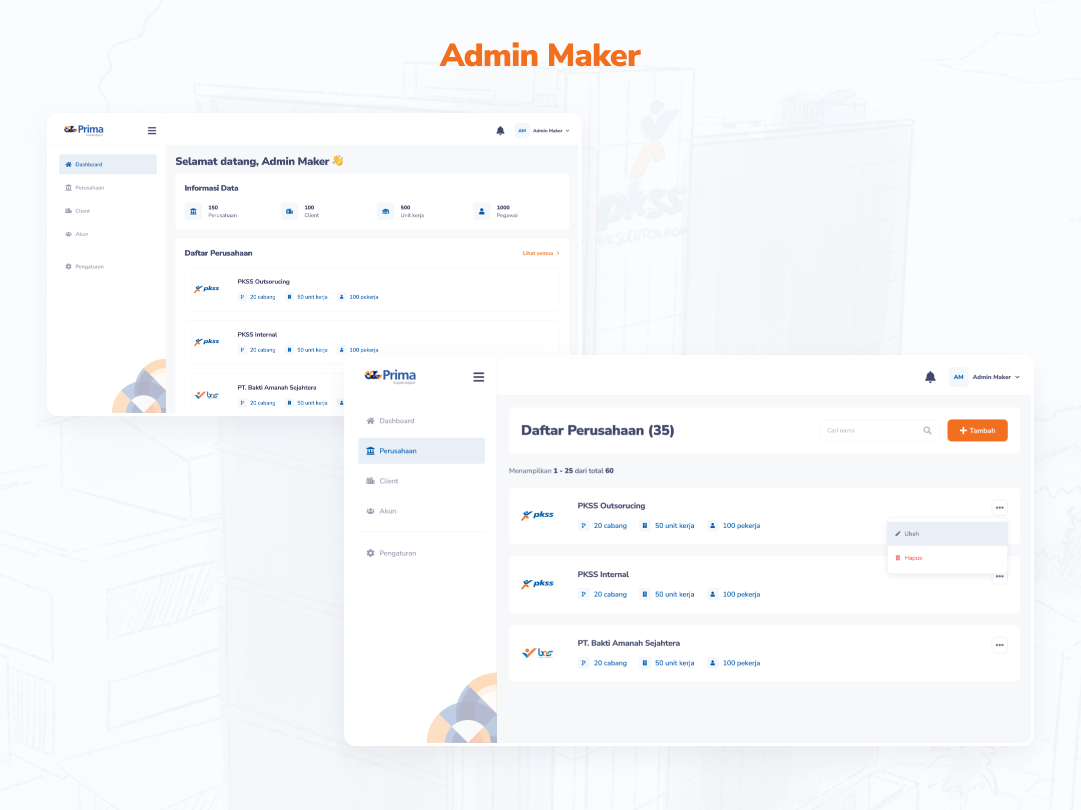 V2 website Admin Maker screen