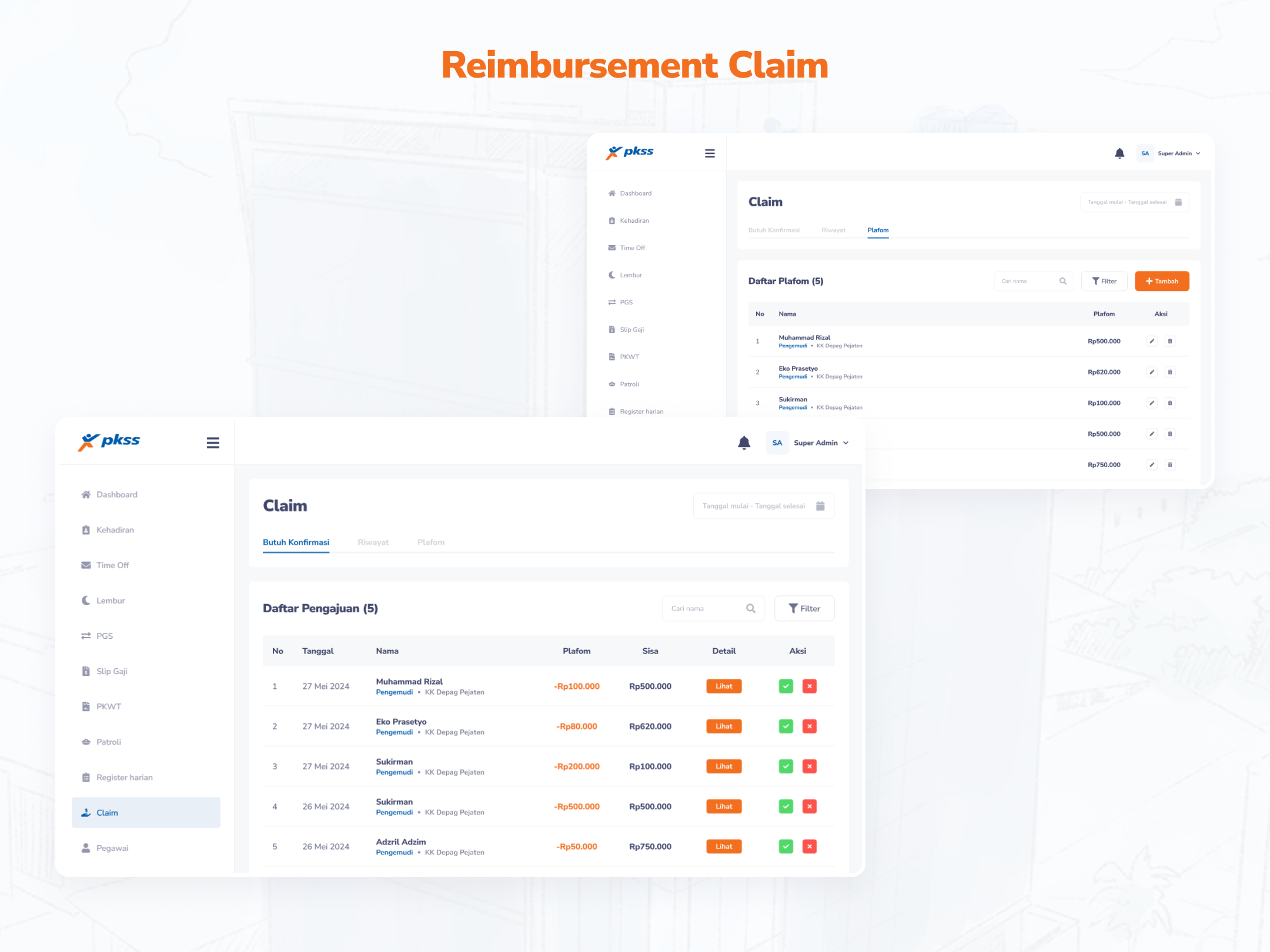 V2 website Reimbursement Claim screen