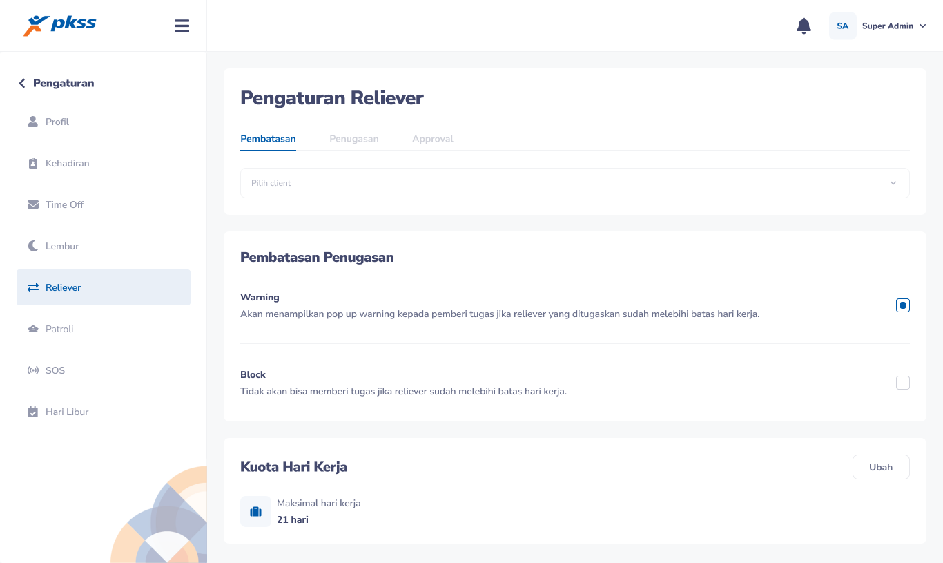 Assignment restriction settings — warning and block